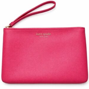 Kate Spade New York Pink Saffiano Leather Wristlet Clutch Pouch
